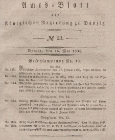 Amts-Blatt der Königlichen Regierung zu Danzig, 16. Mai 1838, Nr. 20