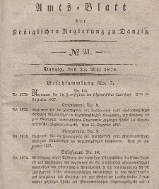 Amts-Blatt der Königlichen Regierung zu Danzig, 23. Mai 1838, Nr. 21