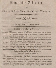 Amts-Blatt der Königlichen Regierung zu Danzig, 30. Mai 1838, Nr. 22