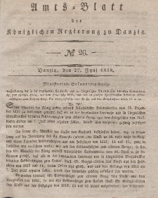 Amts-Blatt der Königlichen Regierung zu Danzig, 27. Juni 1838, Nr. 26