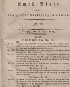 Amts-Blatt der Königlichen Regierung zu Danzig, 11. Juli 1838, Nr. 28