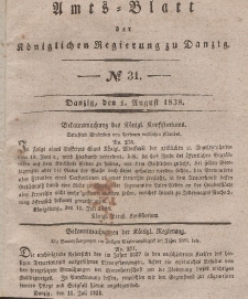 Amts-Blatt der Königlichen Regierung zu Danzig, 1. August 1838, Nr. 31