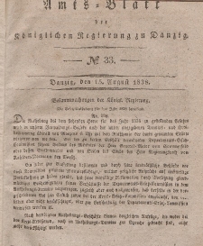 Amts-Blatt der Königlichen Regierung zu Danzig, 15. August 1838, Nr. 33