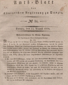 Amts-Blatt der Königlichen Regierung zu Danzig, 22. August 1838, Nr. 34