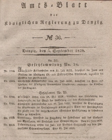 Amts-Blatt der Königlichen Regierung zu Danzig, 5. September 1838, Nr. 36