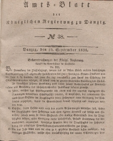 Amts-Blatt der Königlichen Regierung zu Danzig, 19. September 1838, Nr. 38