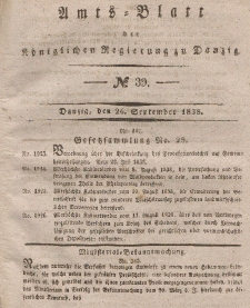 Amts-Blatt der Königlichen Regierung zu Danzig, 26. September 1838, Nr. 39