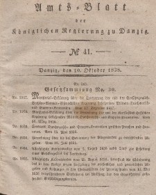 Amts-Blatt der Königlichen Regierung zu Danzig, 10. Oktober 1838, Nr. 41