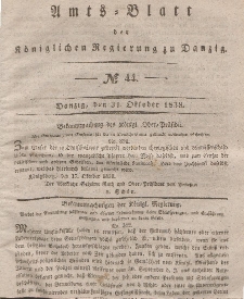 Amts-Blatt der Königlichen Regierung zu Danzig, 31. Oktober 1838, Nr. 44