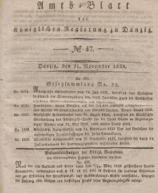 Amts-Blatt der Königlichen Regierung zu Danzig, 21. November 1838, Nr. 46