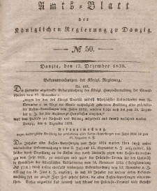 Amts-Blatt der Königlichen Regierung zu Danzig, 12. Dezember 1838, Nr. 50