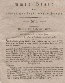 Amts-Blatt der Königlichen Regierung zu Danzig, 2. Januar 1839, Nr. 1