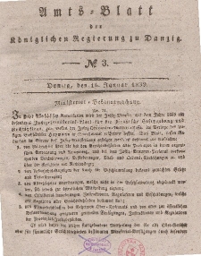Amts-Blatt der Königlichen Regierung zu Danzig, 16. Januar 1839, Nr. 3