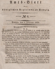 Amts-Blatt der Königlichen Regierung zu Danzig, 6. Februar 1839, Nr. 6