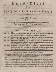 Amts-Blatt der Königlichen Regierung zu Danzig, 20. Februar 1839, Nr. 8