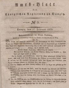 Amts-Blatt der Königlichen Regierung zu Danzig, 27. Februar 1839, Nr. 9