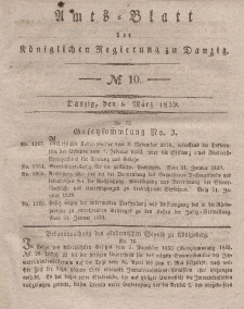 Amts-Blatt der Königlichen Regierung zu Danzig, 6. März 1839, Nr. 10