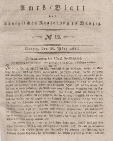 Amts-Blatt der Königlichen Regierung zu Danzig, 20. März 1839, Nr. 12