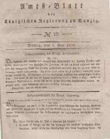 Amts-Blatt der Königlichen Regierung zu Danzig, 8. Mai 1839, Nr. 19