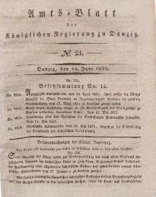 Amts-Blatt der Königlichen Regierung zu Danzig, 12. Juni 1839, Nr. 24