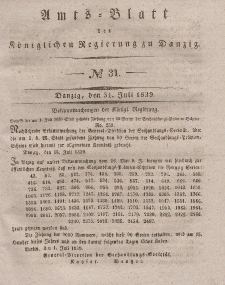 Amts-Blatt der Königlichen Regierung zu Danzig, 31. Juli 1839, Nr. 31