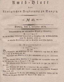 Amts-Blatt der Königlichen Regierung zu Danzig, 2. Oktober 1839, Nr. 40
