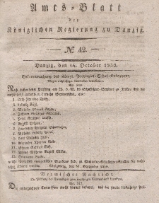 Amts-Blatt der Königlichen Regierung zu Danzig, 16. Oktober 1839, Nr. 42
