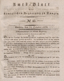 Amts-Blatt der Königlichen Regierung zu Danzig, 23. Oktober 1839, Nr. 43