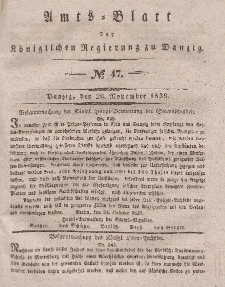 Amts-Blatt der Königlichen Regierung zu Danzig, 20. November 1839, Nr. 47