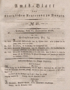 Amts-Blatt der Königlichen Regierung zu Danzig, 27. November 1839, Nr. 48