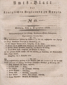 Amts-Blatt der Königlichen Regierung zu Danzig, 4. Dezember 1839, Nr. 49