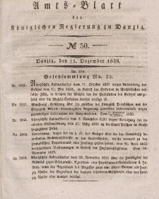 Amts-Blatt der Königlichen Regierung zu Danzig, 11. Dezember 1839, Nr. 50