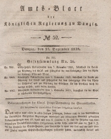 Amts-Blatt der Königlichen Regierung zu Danzig, 25. Dezember 1839, Nr. 52