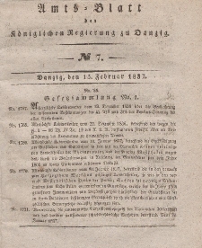 Amts-Blatt der Königlichen Regierung zu Danzig, 15. Februar 1837, Nr. 7