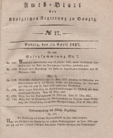 Amts-Blatt der Königlichen Regierung zu Danzig, 26. April 1837, Nr. 17
