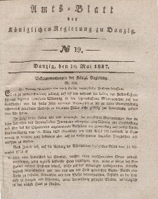 Amts-Blatt der Königlichen Regierung zu Danzig, 10. Mai 1837, Nr. 19
