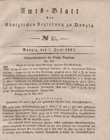 Amts-Blatt der Königlichen Regierung zu Danzig, 7. Juni 1837, Nr. 23