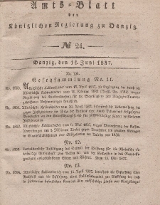 Amts-Blatt der Königlichen Regierung zu Danzig, 14. Juni 1837, Nr. 24