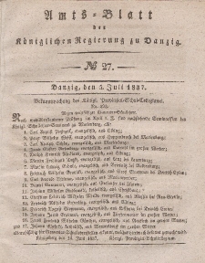 Amts-Blatt der Königlichen Regierung zu Danzig, 5. Juli 1837, Nr. 27