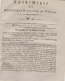 Amts-Blatt der Königlichen Regierung zu Danzig, 18. Oktober 1837, Nr. 42