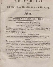 Amts-Blatt der Königlichen Regierung zu Danzig, 8. November 1837, Nr. 45