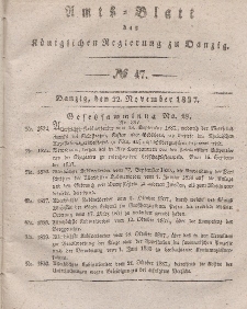 Amts-Blatt der Königlichen Regierung zu Danzig, 22. November 1837, Nr. 47