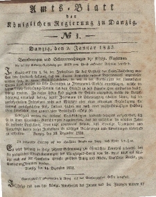 Amts-Blatt der Königlichen Regierung zu Danzig, 2. Januar 1833, Nr. 1