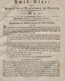 Amts-Blatt der Königlichen Regierung zu Danzig, 8. Januar 1833, Nr. 2