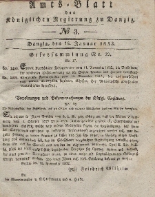 Amts-Blatt der Königlichen Regierung zu Danzig, 16. Januar 1833, Nr. 3