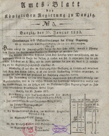 Amts-Blatt der Königlichen Regierung zu Danzig, 30. Januar 1833, Nr. 5
