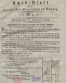 Amts-Blatt der Königlichen Regierung zu Danzig, 30. Januar 1833, Nr. 5