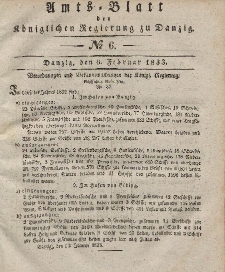 Amts-Blatt der Königlichen Regierung zu Danzig, 6. Februar 1833, Nr. 6