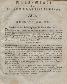 Amts-Blatt der Königlichen Regierung zu Danzig, 6. März 1833, Nr. 10