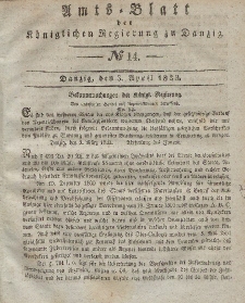 Amts-Blatt der Königlichen Regierung zu Danzig, 3. April 1833, Nr. 14